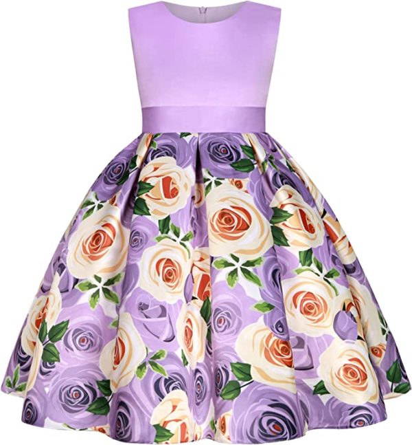 3D FLOWER PURPLE PARTY WEAR KIDS GIRL FROCK