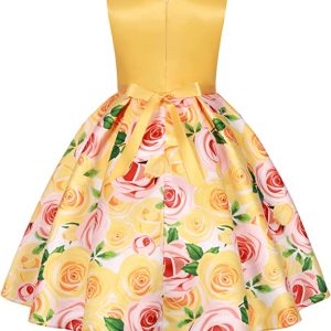 3D FLOWER YELLOW PARTY WEAR KIDS GIRL FROCK