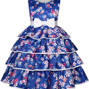 galaxy blue party wear frock for kids girl