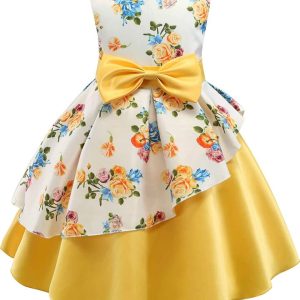 jisha yellow frock for party wear kids girl